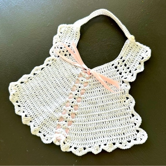 Handmade Other - Handmade New Crochet Baby Bib Girl Gift Baby Shower Crocheted Homemade Pink